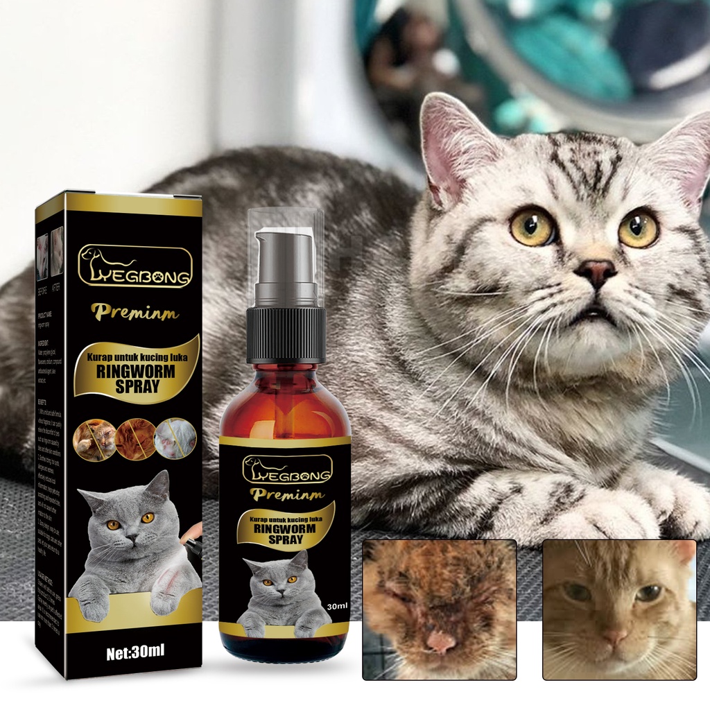Yegbong Cat Ringworm Spray, Pet Cats Anti-Mite Cat Moss Care Skin External Use Anti-Itch Spray