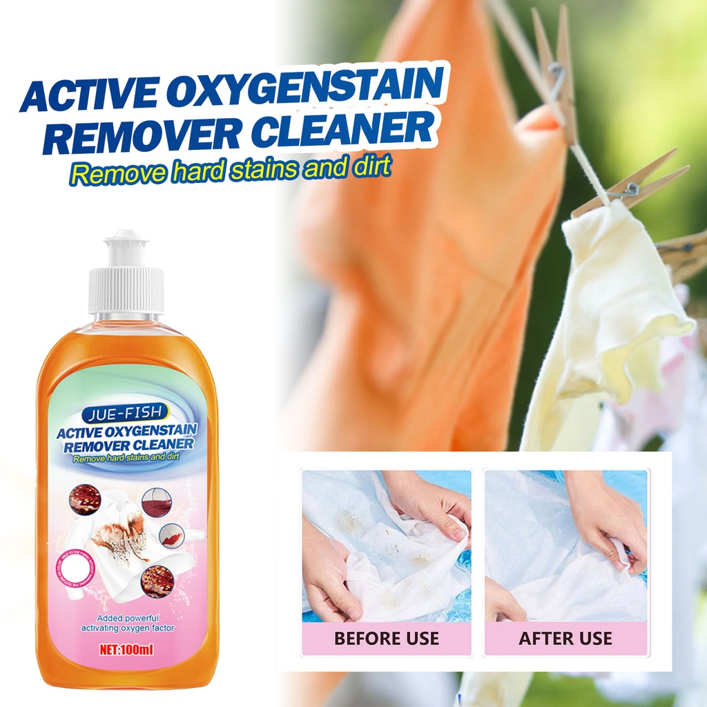 Jue-Fish Clothes Stain Remover, Removes Stubborn Stains, Oil And Sweat Stains Laundry Cleaner