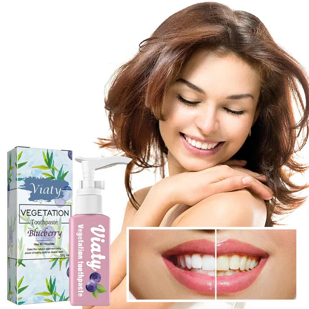 Jaysuing Blueberry Brightening White Toothpaste, Cleaning Teeth Tartar Whitening Teeth Care Gums Fresh Breath Toothpaste