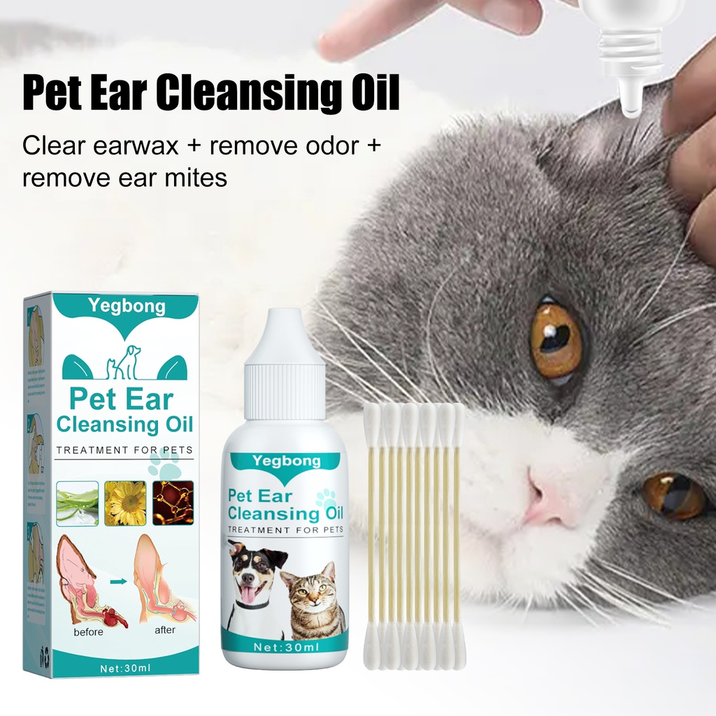 Yegbong Pet Ear Cleaning Oil, Cats And Dogs Ear Canal Cleaning, Mite Removal And Deodorization Ear Cleaning Oil