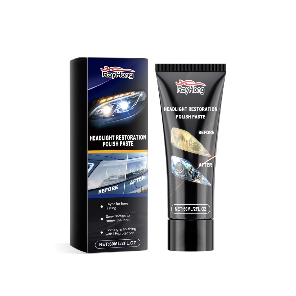 Rayhong Headlight Restoration Polish Paste, Car Lamp Care Scratches Repair Clean Refurbished Polishing Paste