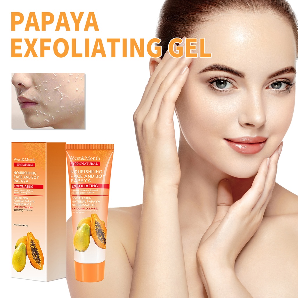 West&Month Papaya Exfoliating Gel, Moisturizing Skin With Gentle Cleansing Keratin Brightening Gel