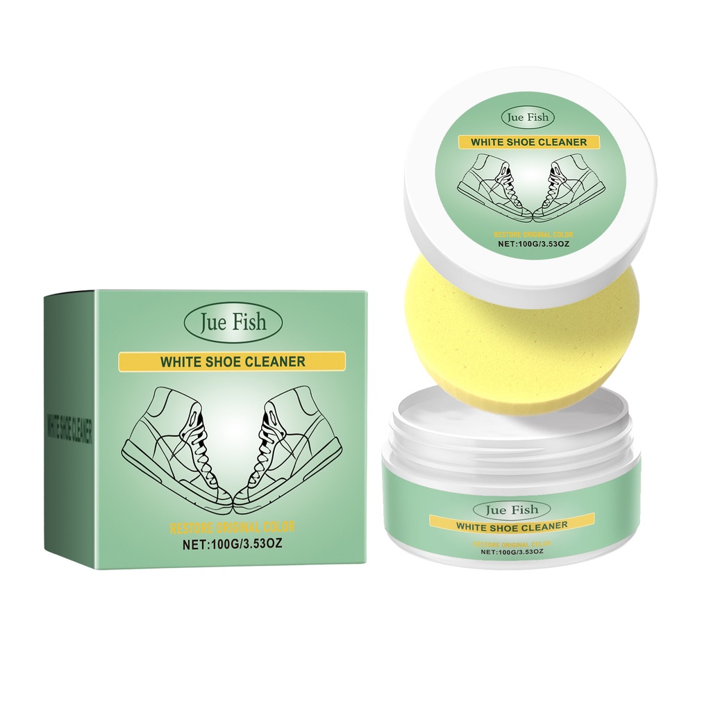 Jue-Fish White Shoe Cleaning Cream Clean Leather Bag Small White Shoes Free Wash Maintenance Portable Cleaning Cream