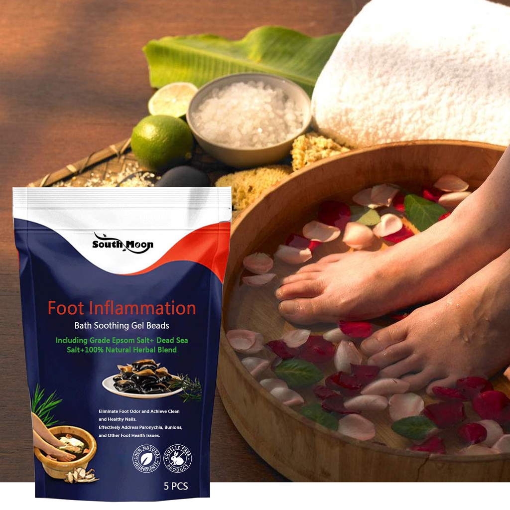 South Moon Foot Inflammation Bath Soothing Gel Beads, Clean Odor Gray Nail Swelling Repair Bright Nail Care Foot Bath Beads