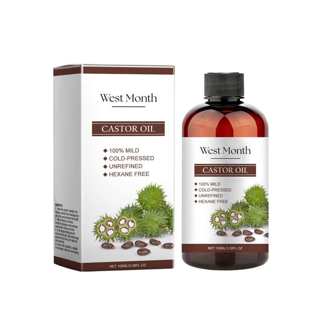 West&Month Multi-Effect All-In-One Castor Oil, Multi-Effect Care Moisturizing Skin, Eyelash And Eyebrow Maintenance Essential Oil