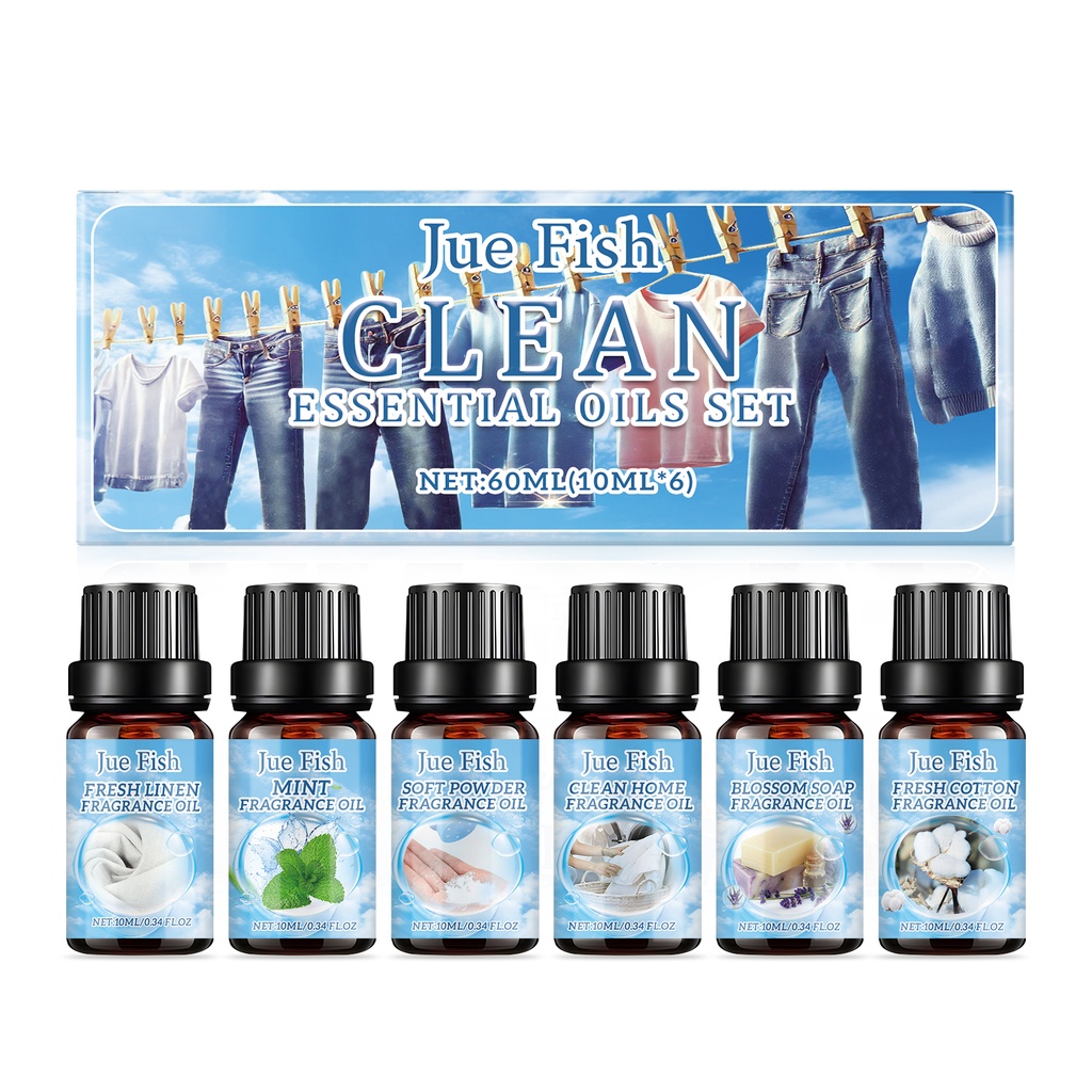 Jue-Fish Cleansing Essential Oil Set, Fresh Natural Humidifier Essential Oil Lasting Essential Oil Perfume Oil