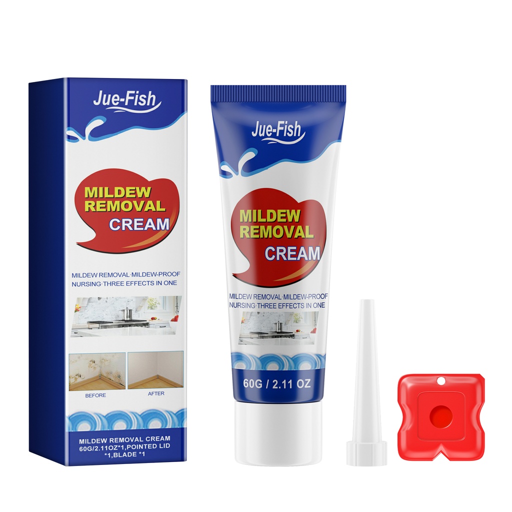 Jue-Fish Mildew Removal Cream, Wall Stains Tile Sink Crevices Washing Machine Silicone Ring Mold Remover