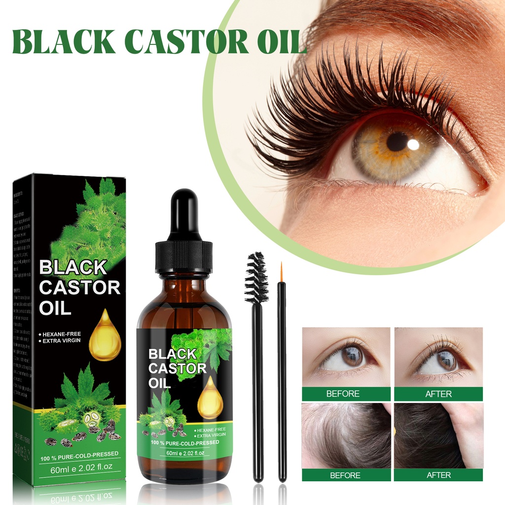 West&Month Black Castor Oil, Moisturize Hair Roots Strengthens Hair Eyebrows Eyelashes Natural Thick Slender Long Liquid
