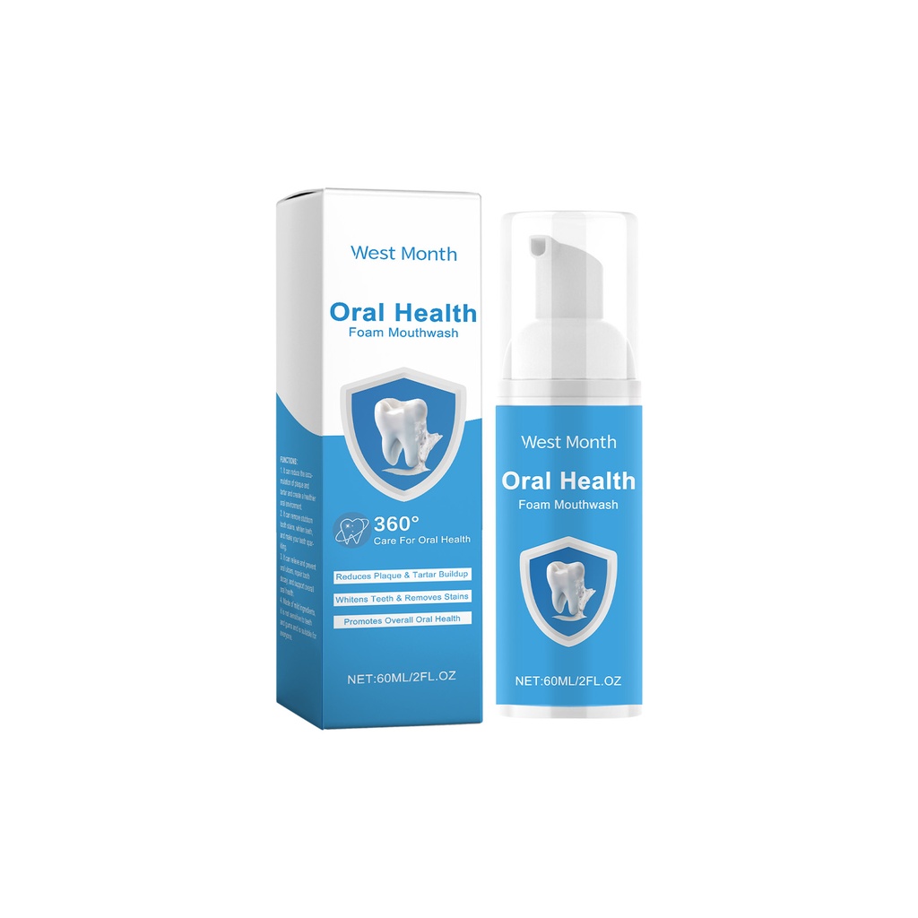 West&Month Foaming Mouthwash, Gentle Ingredients Clean Teeth Stains Remove Odors Fresh Mouthwash