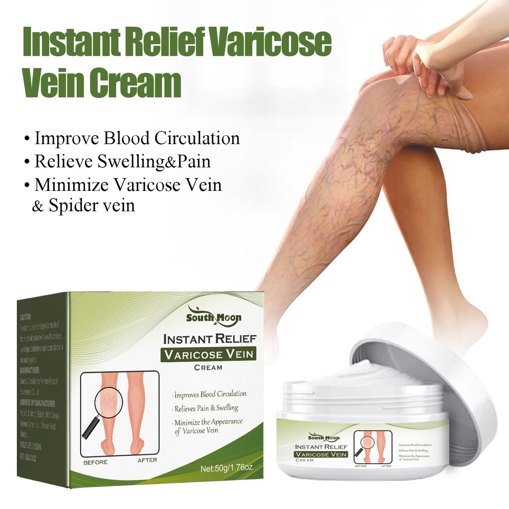 South Moon Instant Relief Varicose Vein Cream, Varicose legs Earthworm Leg Swelling Pain Relief Massage Treatment Cream