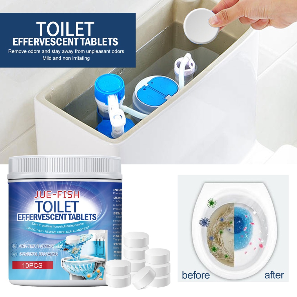 Jue-Fish Toilet Effervescent Tablet, Toilet Clean Urine Stains Dirt Toilet Deodorization Remove Odor Effervescent Tablet
