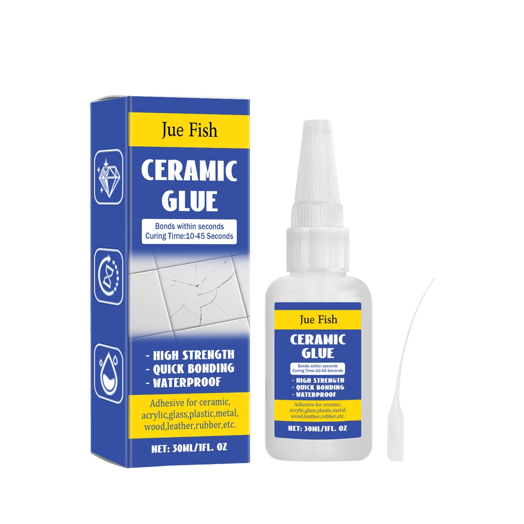 Jue-Fish Ceramic Repair Glue, Home Porcelain Quick Repair Ceramic Crack Damage Multi-Functional Repair Glue