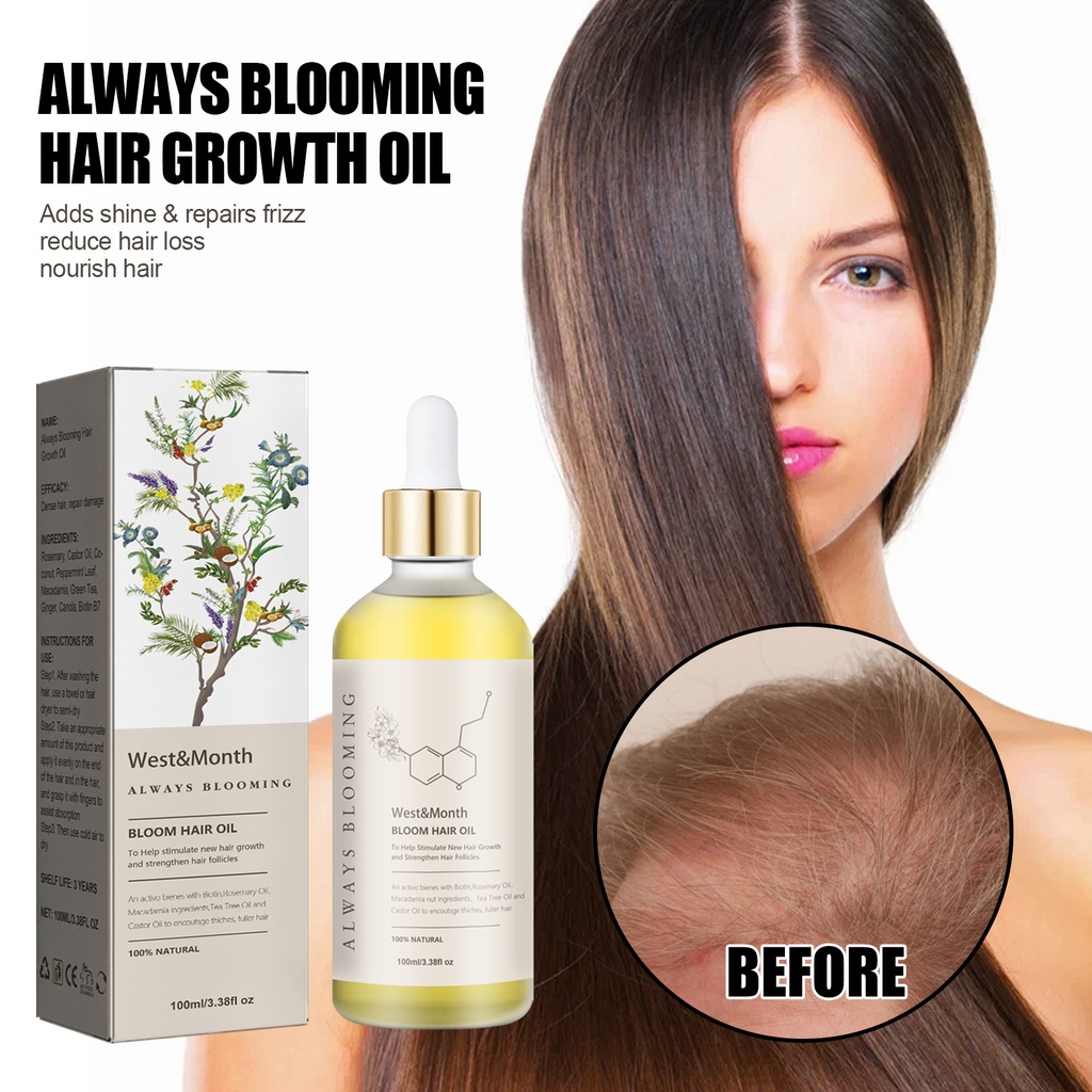West&Month Always Blooming Hair Growth Oil, Moisturize And Thicken Hair And Repair Damaged, Dry And Frizzy Hair Care Essential Oil