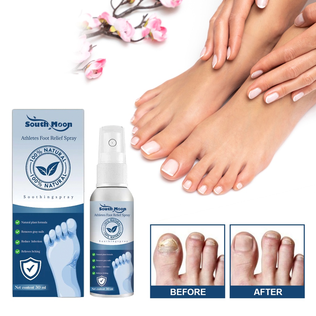 South Moon Athletes Foot Relief Spray, Relieve Foot Sweat Foot Itching Peeling Gray Nails Foot Odor Moisturizing Care Spray