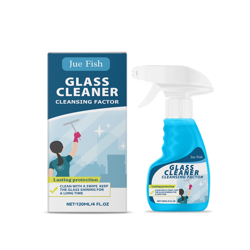 Jue-Fish Glass Cleaner Home Mirror Glass Oil Remover Stain Remover Glass Cleaning Spray