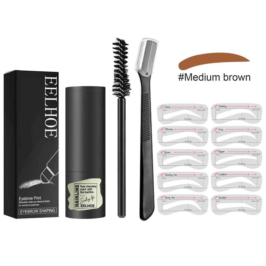EELHOE  Brow Print Set, Waterproof Stereo-Plastic Eyebrow Styling Quick Eyebrow Card Make-Up Natural Hairline Powder