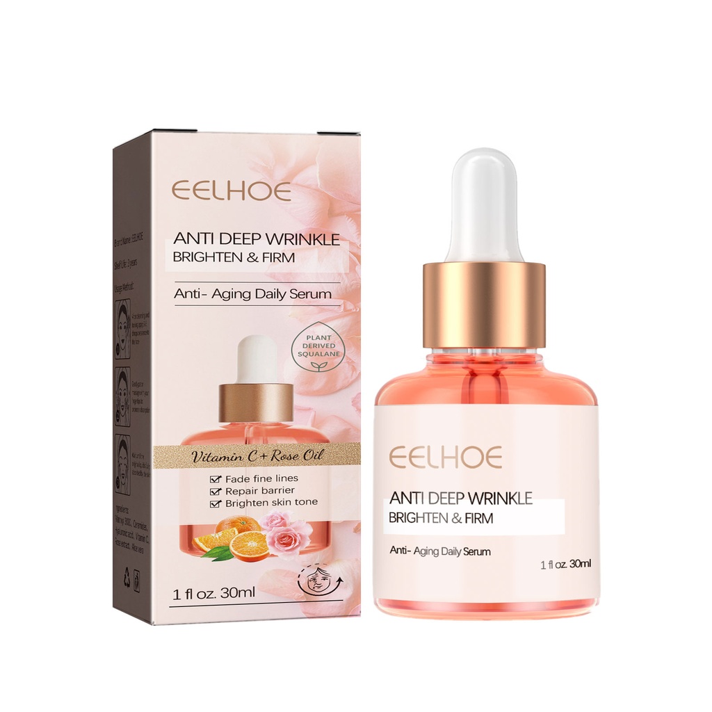 EELHOE Rose Oil, VC Anti-Aging Essence Full Hydrating Chinese Face Firming Anti-Wrinkle Early Age Law Wrinkles Raised Head Lines