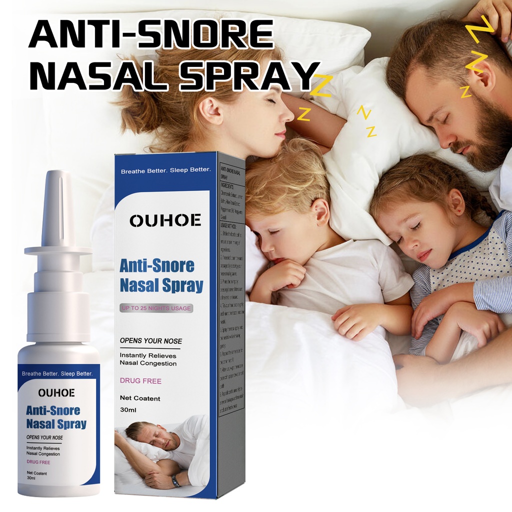 OUHOE Anti-Snoring Nasal Spray, Relieve Nasal Congestion Discomfort Stop Snoring Clean Nasal Care Spray