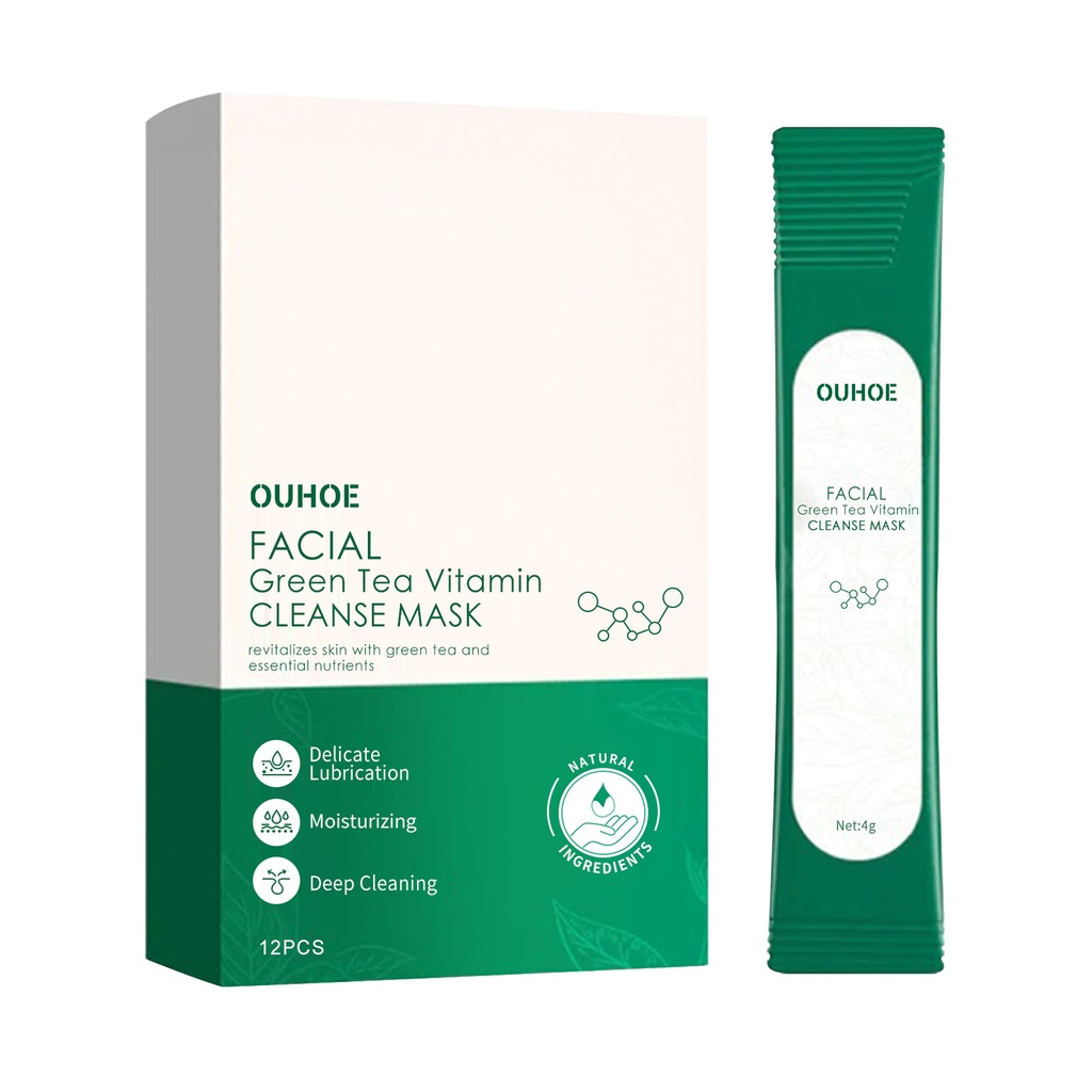 OUHOE Facial Green Tea Vitamin Cleanse Mask, Facial Acne Deep Moisturizing Smear Delicate Pores Tender Skin