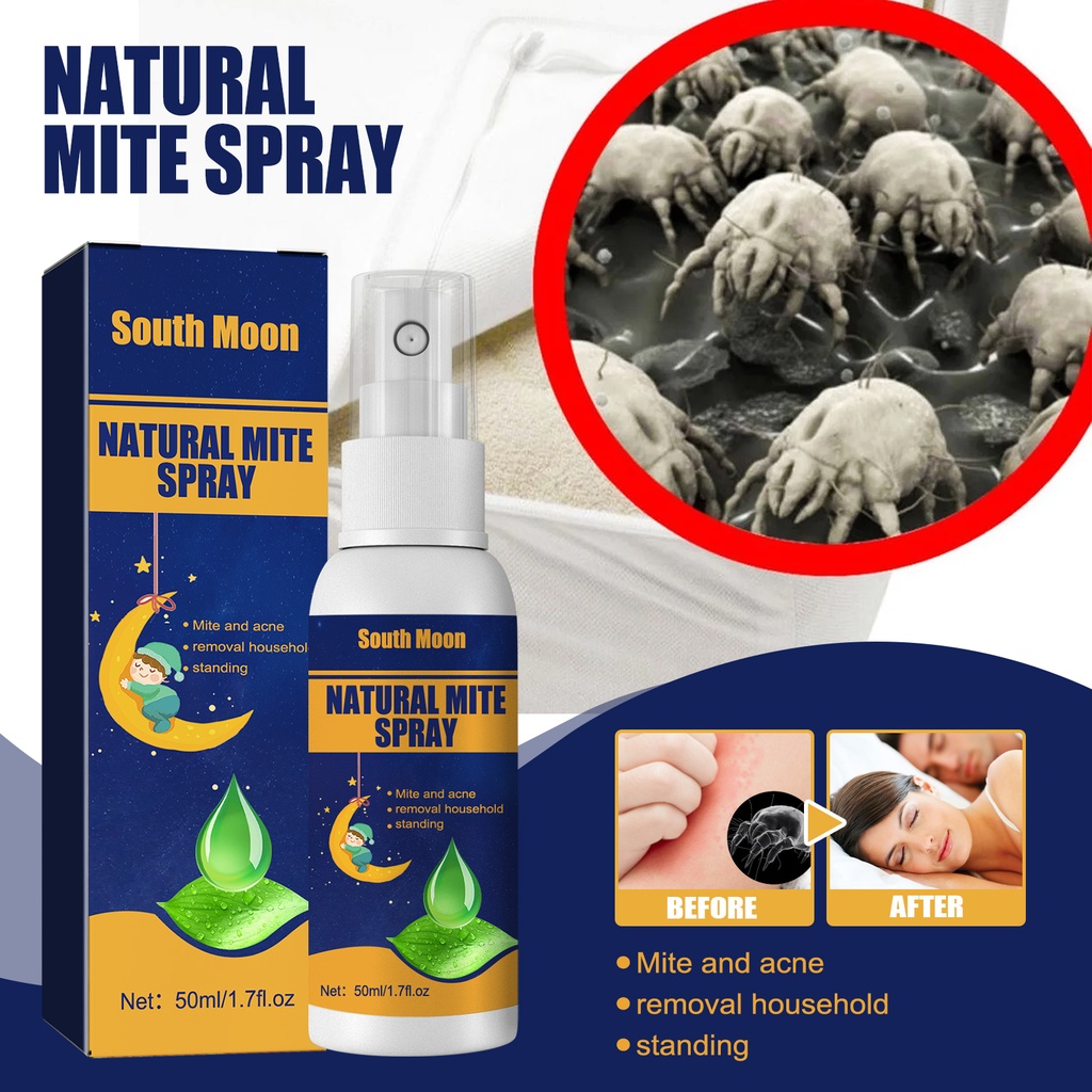South moon Natural Mite Spray, Home Bedroom Sofa Quilt Cloth Removal Mite And Lice Egg Spray