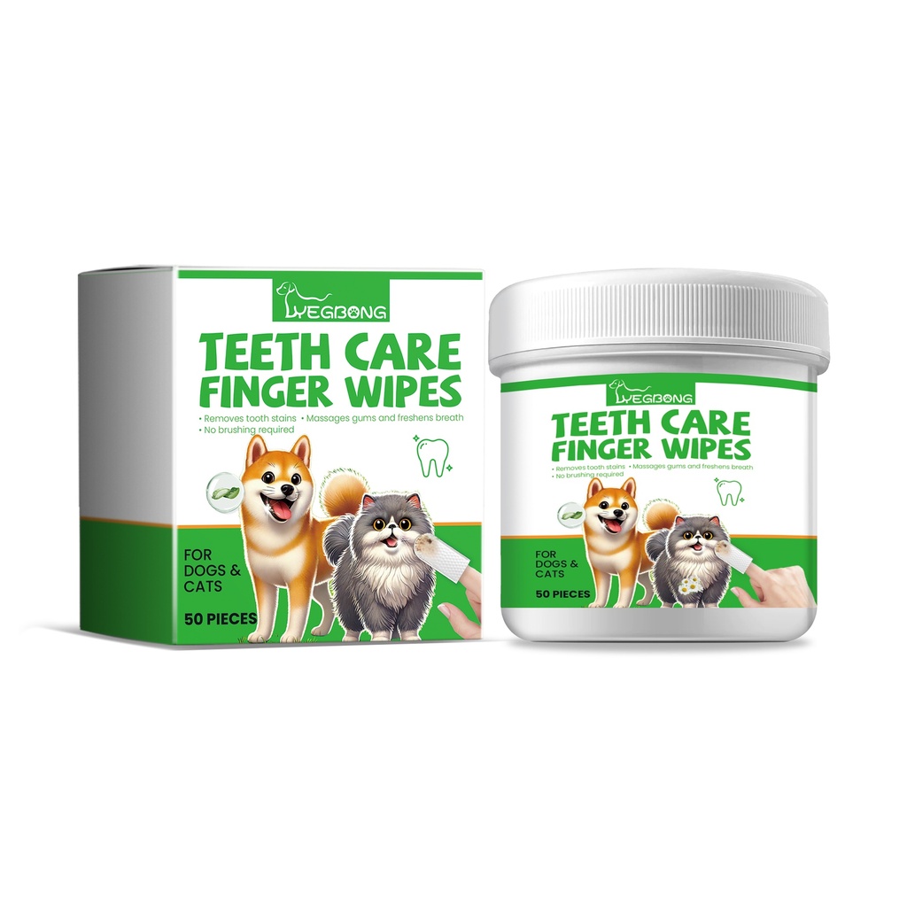 Yegbong Dog And Cat Tooth Wipes, Pet Dog Mild Tooth Cleaning Tartar Stains Fresh Breath Wipes