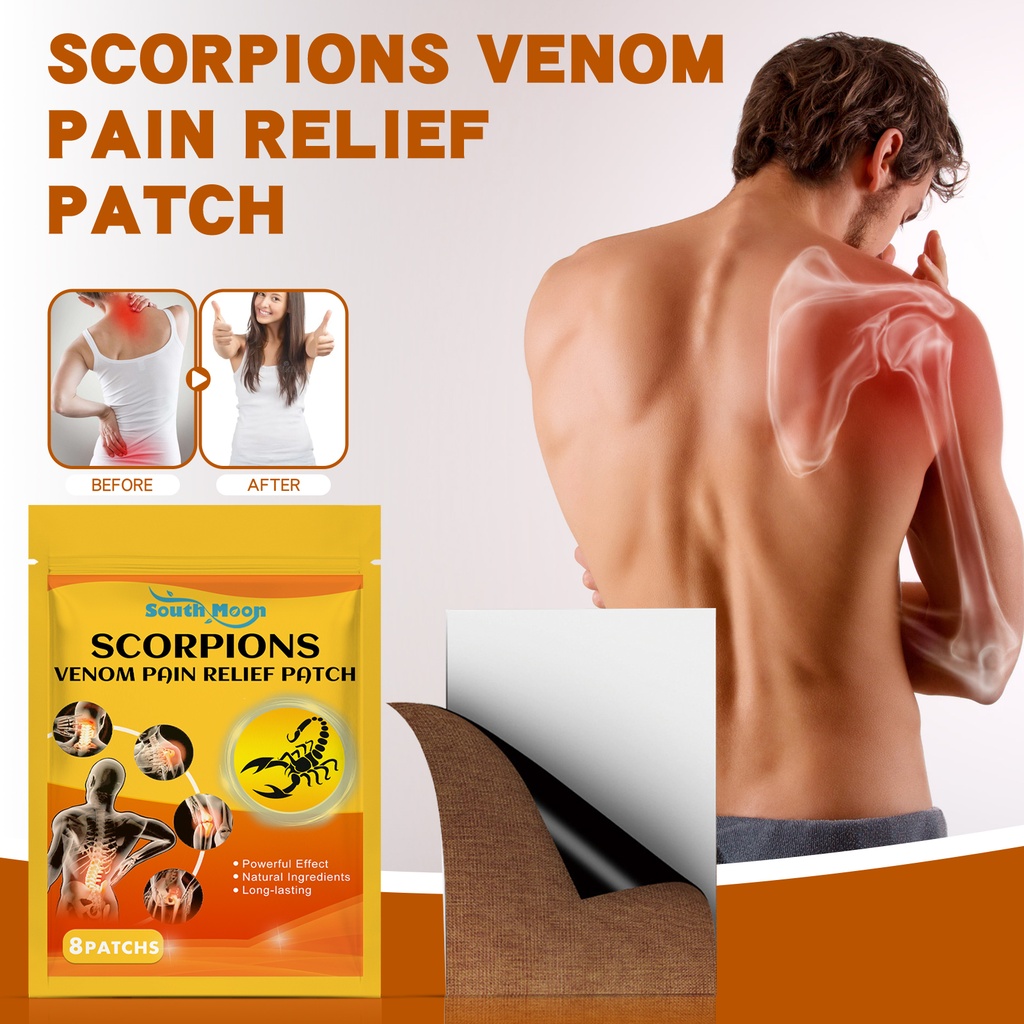 South Moon Scorpions Venom Pain Relief Patch, Shoulder Neck Lumbar Spine Hand Leg Flexion Bone Joint Pain Relief Body Care Patch