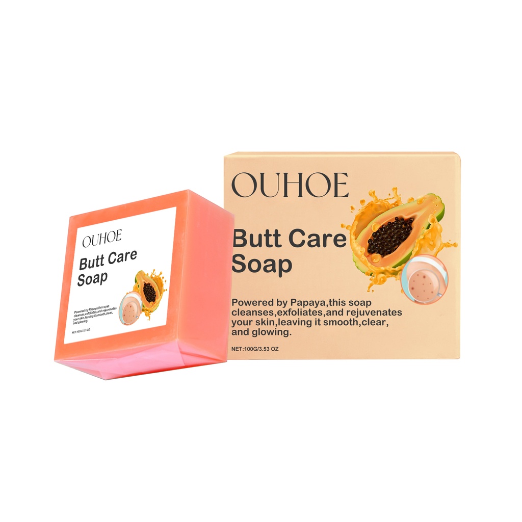 OUHOE  Papaya Butt Care Soap, Firm Buttocks Moisturizing Extract Hand Soap Gentle Care Body Skin