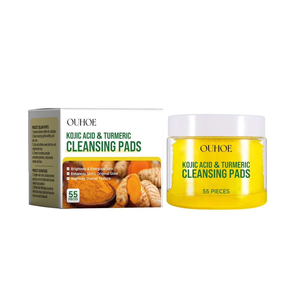 OUHOE  Turmeric Cleansing Pad Gently Cleanses Facial Skin, Brightening And Moisturizing Refreshing Skin Care Cleansing Pad