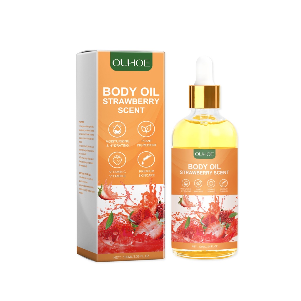 OUHOE Strawberry Moisturizing Oil, Moisturizing Elastic Firming, Smoothing Fine Lines And Nourishing Skin Body Massage Oil