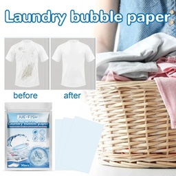 Jue-Fish Laundry Bubble Paper, Laundry Detergent Long Lasting Fragrance Protective Coat Clean White Concentrated Laundry Tablets