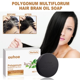 OUHOE Polygonum Multiflorum Shampooing Soap, Hair Cleansing Natural Dense Moisturizing Black Hair Soap