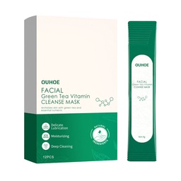 OUHOE Facial Green Tea Vitamin Cleanse Mask, Facial Acne Deep Moisturizing Smear Delicate Pores Tender Skin