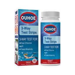 OUHOE  3-In-1 Ph Test, Paper Pool Water Quality Total Alkalinity Hardness Pool Clean Water Ph Test Strip
